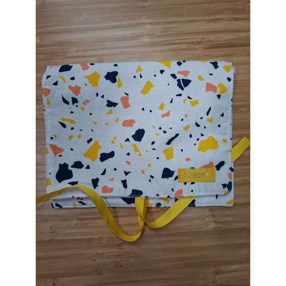 L'Occitane White Terrazzo Travel Folio Pouch NEW NWT